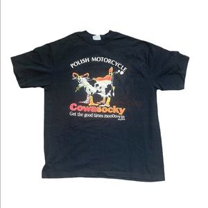 Vtg 90s Polish Motorcycle “Cowasocky” Get The Good Times Mooooovin T-shirt XL.